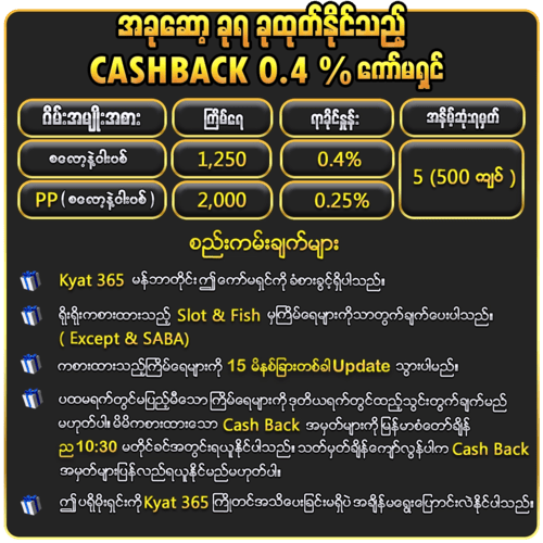 kyat365 စုဆောင်းရမှတ်